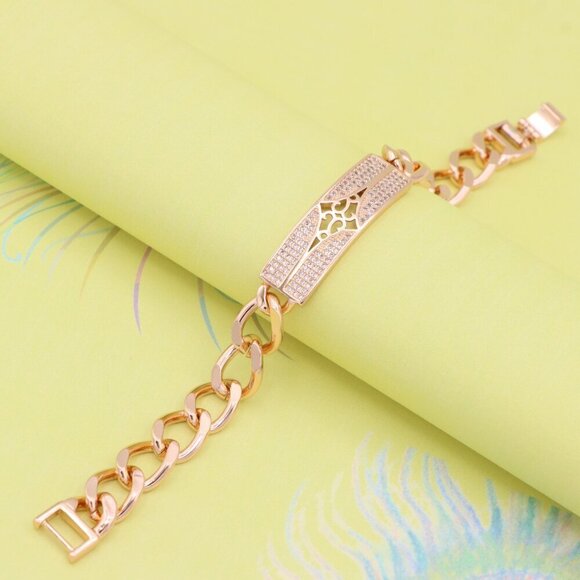 "Rose Gold Bracelet with Diamond Cutout Plate, XPBL0951 - Picture 6 of 12